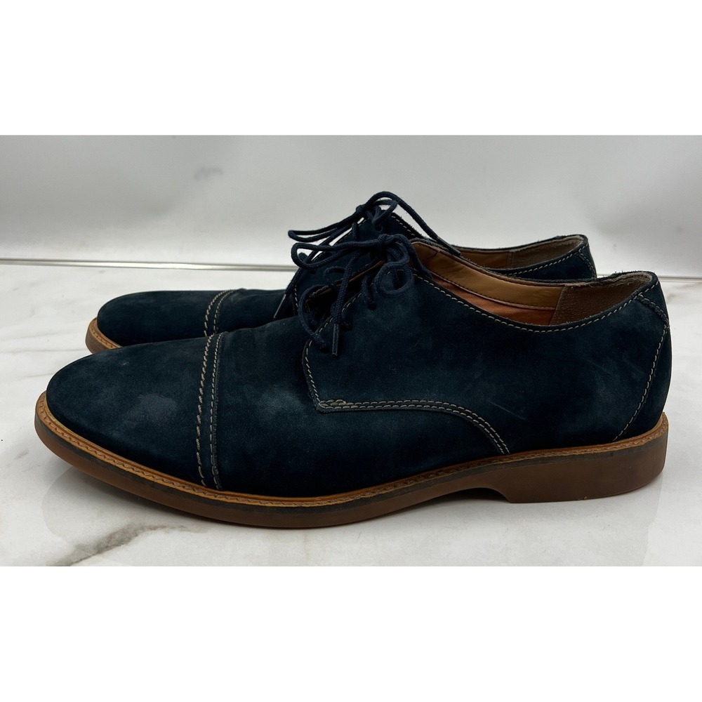 Clarks Shoes Men's Sz 11 Atticus Cap Navy Nubuck Suede Derby Shoes